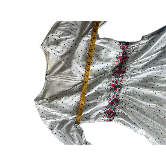 Wayward Fancies Embroidered Maxi Dress Polka Dot Long Sleeve White S/4 - Picture 7 of 10